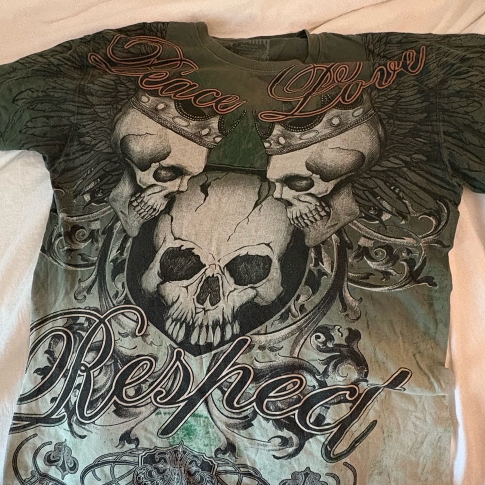 Green Graphic y2k oversized skull emo Shirt
